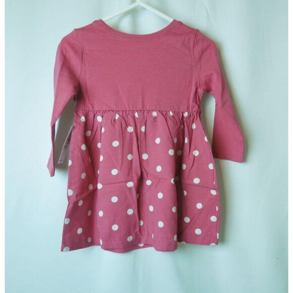 Infant Girl Fit & Flare Pink Polka Dot Long Sleeve Dress Size 12-18M - Picture 4 of 4